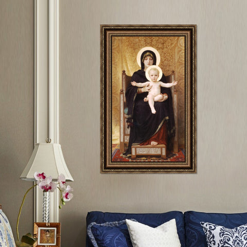 INVIN ART Framed Canvas Art Giclee Print Virgin and Child by William Adolphe Bouguereau Wall Art Living Room Home Office Decorations