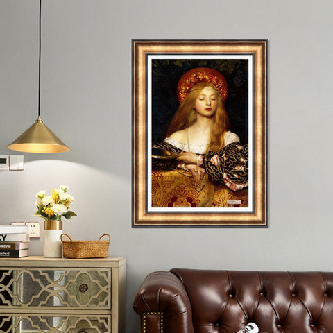 INVIN ART Framed Canvas Art Giclee Print Woman with Mirror by William Adolphe Bouguereau Wall Art Living Room Home Office Decorations