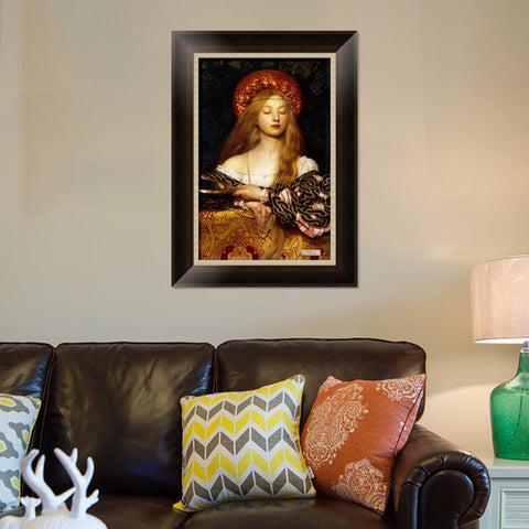 INVIN ART Framed Canvas Art Giclee Print Woman with Mirror by William Adolphe Bouguereau Wall Art Living Room Home Office Decorations