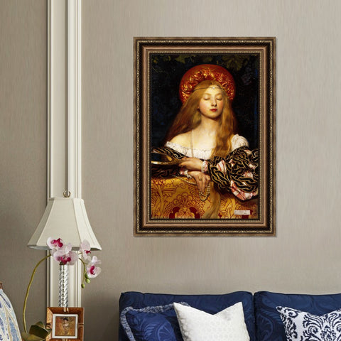 INVIN ART Framed Canvas Art Giclee Print Woman with Mirror by William Adolphe Bouguereau Wall Art Living Room Home Office Decorations