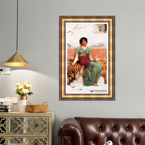 INVIN ART Framed Canvas Art Giclee Print Seated Woman#116 by William Adolphe Bouguereau Wall Art Living Room Home Office Decorations