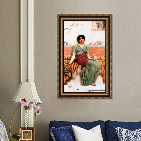 INVIN ART Framed Canvas Art Giclee Print Seated Woman#116 by William Adolphe Bouguereau Wall Art Living Room Home Office Decorations