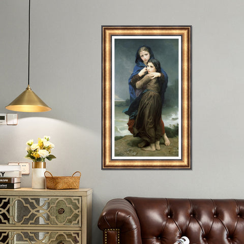 INVIN ART Framed Canvas Art Giclee Print The Storm by William Adolphe Bouguereau Wall Art Living Room Home Office Decorations