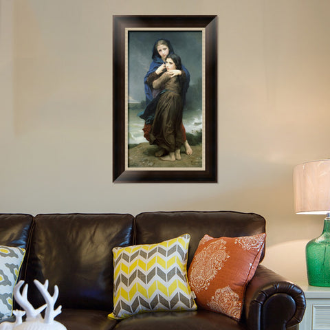 INVIN ART Framed Canvas Art Giclee Print The Storm by William Adolphe Bouguereau Wall Art Living Room Home Office Decorations