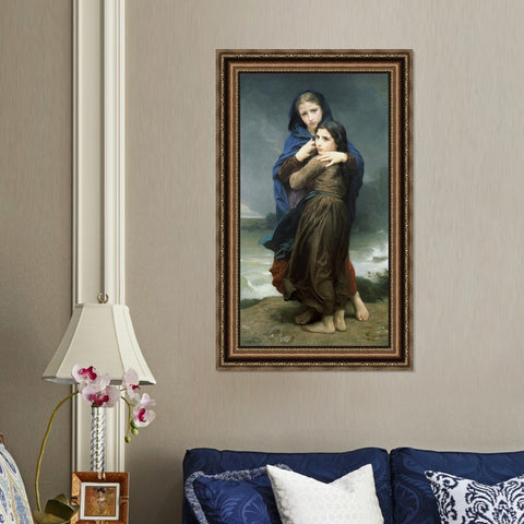 INVIN ART Framed Canvas Art Giclee Print The Storm by William Adolphe Bouguereau Wall Art Living Room Home Office Decorations