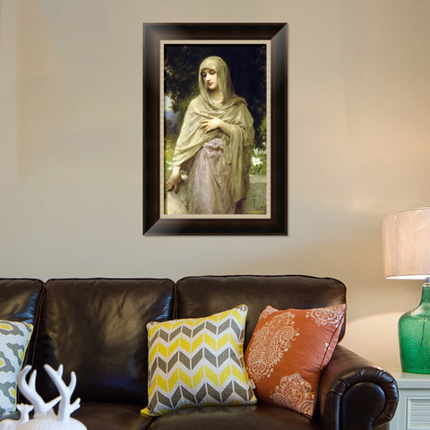 INVIN ART Framed Canvas Art Giclee Print Modestie 1902 by William Adolphe Bouguereau Wall Art Living Room Home Office Decorations