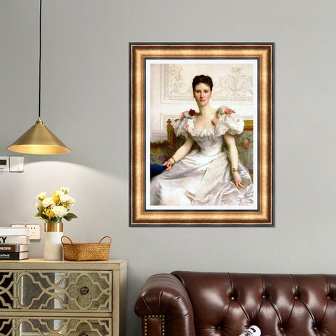 INVIN ART Framed Canvas Art Giclee Print Portrait of Madame la Comtesse de Cambaceres by William Adolphe Bouguereau Wall Art Living Room Home Office Decorations