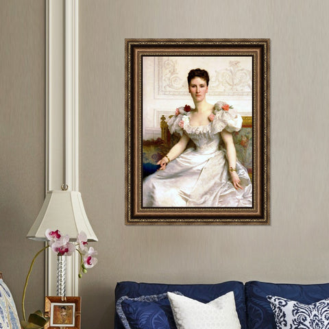 INVIN ART Framed Canvas Art Giclee Print Portrait of Madame la Comtesse de Cambaceres by William Adolphe Bouguereau Wall Art Living Room Home Office Decorations