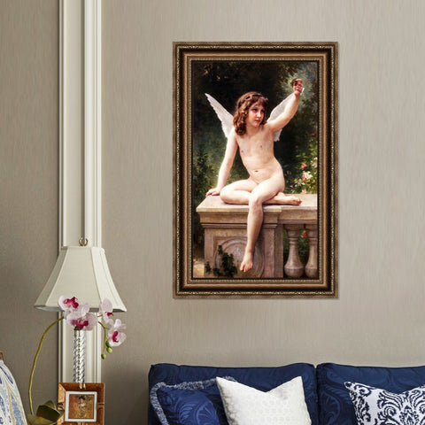 INVIN ART Framed Canvas Art Giclee Print The Prisoner by William Adolphe Bouguereau Wall Art Living Room Home Office Decorations