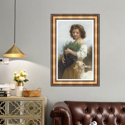 INVIN ART Framed Canvas Art Giclee Print Little Esmeralda by William Adolphe Bouguereau Wall Art Living Room Home Office Decorations