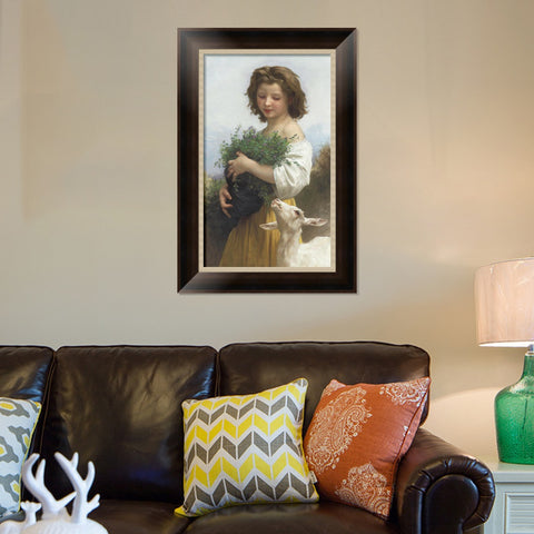 INVIN ART Framed Canvas Art Giclee Print Little Esmeralda by William Adolphe Bouguereau Wall Art Living Room Home Office Decorations