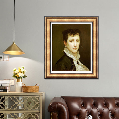 INVIN ART Framed Canvas Art Giclee Print Portrait of Miss Elizabeth Gardner by William Adolphe Bouguereau Wall Art Living Room Home Office Decorations