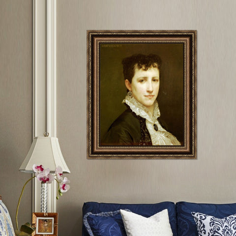 INVIN ART Framed Canvas Art Giclee Print Portrait of Miss Elizabeth Gardner by William Adolphe Bouguereau Wall Art Living Room Home Office Decorations