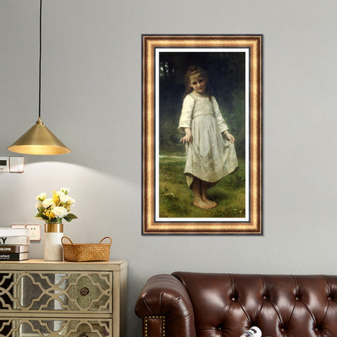 INVIN ART Framed Canvas Art Giclee Print The Curtsey by William Adolphe Bouguereau Wall Art Living Room Home Office Decorations