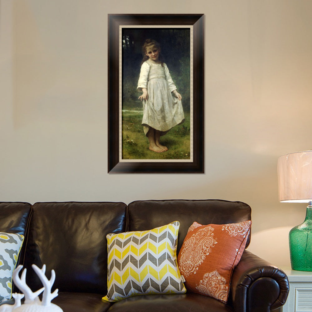 INVIN ART Framed Canvas Art Giclee Print The Curtsey by William Adolphe Bouguereau Wall Art Living Room Home Office Decorations