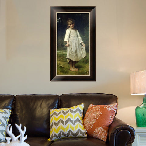 INVIN ART Framed Canvas Art Giclee Print The Curtsey by William Adolphe Bouguereau Wall Art Living Room Home Office Decorations