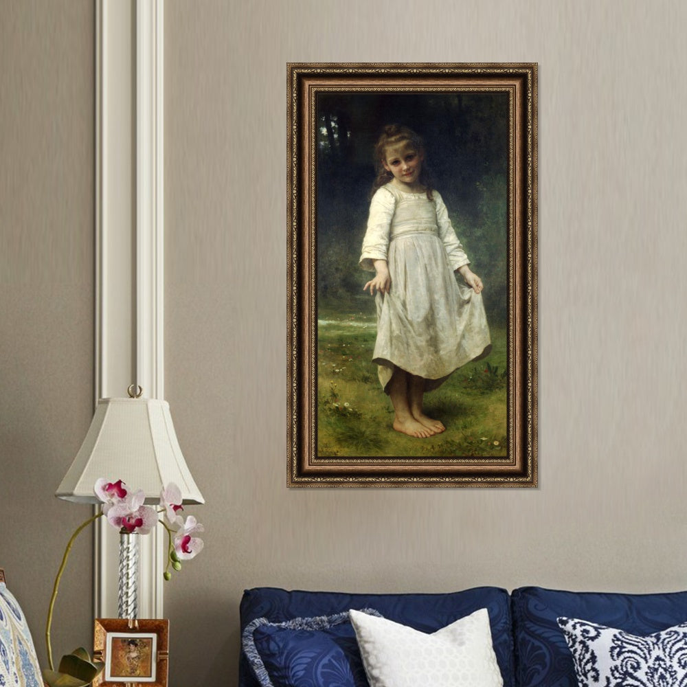 INVIN ART Framed Canvas Art Giclee Print The Curtsey by William Adolphe Bouguereau Wall Art Living Room Home Office Decorations