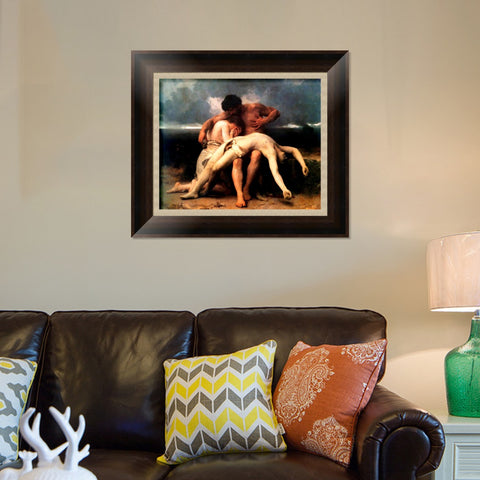 INVIN ART Framed Canvas Art Giclee Print The First Mourning by William Adolphe Bouguereau Wall Art Living Room Home Office Decorations