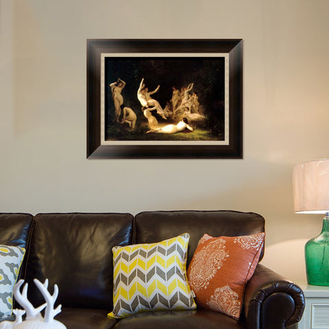 INVIN ART Framed Canvas Art Giclee Print The Nymphaeum by the Furies by William Adolphe Bouguereau Wall Art Living Room Home Office Decorations