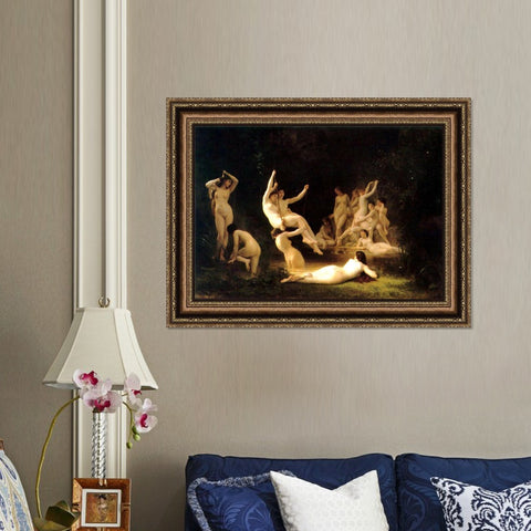 INVIN ART Framed Canvas Art Giclee Print The Nymphaeum by the Furies by William Adolphe Bouguereau Wall Art Living Room Home Office Decorations