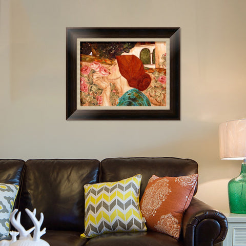 INVIN ART Framed Canvas Art Giclee Print Woman and Flower#145 by the Furies by William Adolphe Bouguereau Wall Art Living Room Home Office Decorations