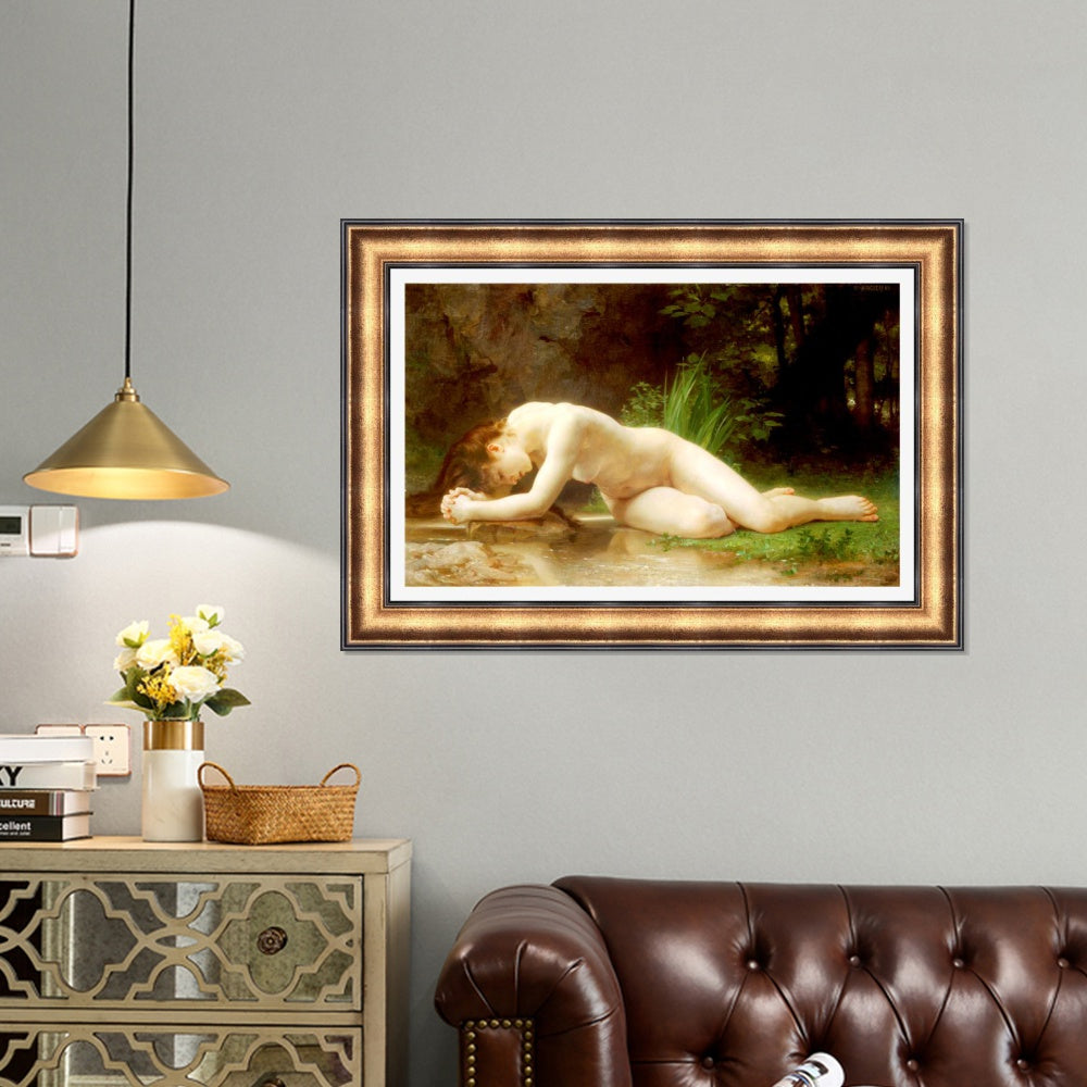 INVIN ART Framed Canvas Art Giclee Print Biblis by William Adolphe Bouguereau Wall Art Living Room Home Office Decorations