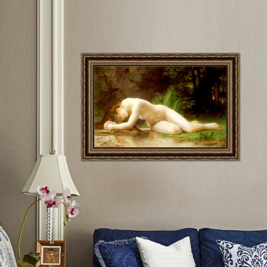 INVIN ART Framed Canvas Art Giclee Print Biblis by William Adolphe Bouguereau Wall Art Living Room Home Office Decorations