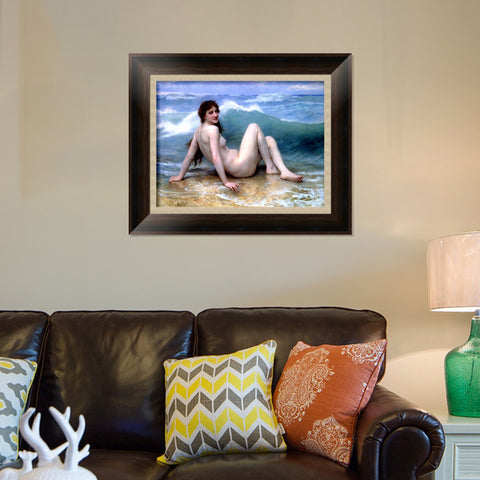 INVIN ART Framed Canvas Art Giclee Print The Wave by the Furies by William Adolphe Bouguereau Wall Art Living Room Home Office Decorations