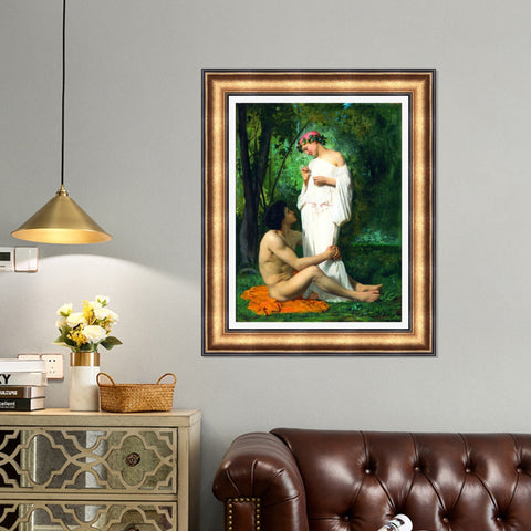 INVIN ART Framed Canvas Art Giclee Print the Seated Man and Standing woman by the Furies by William Adolphe Bouguereau Wall Art Living Room Home Office Decorations