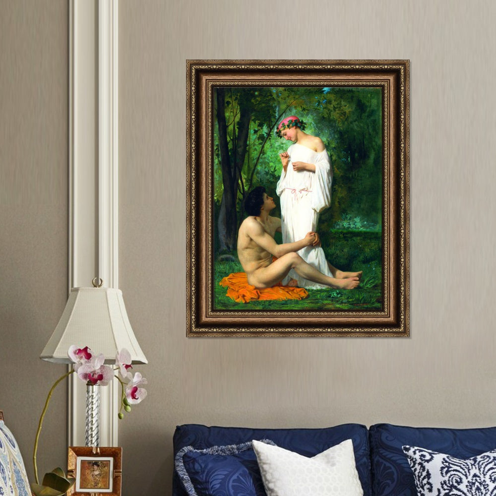 INVIN ART Framed Canvas Art Giclee Print the Seated Man and Standing woman by the Furies by William Adolphe Bouguereau Wall Art Living Room Home Office Decorations