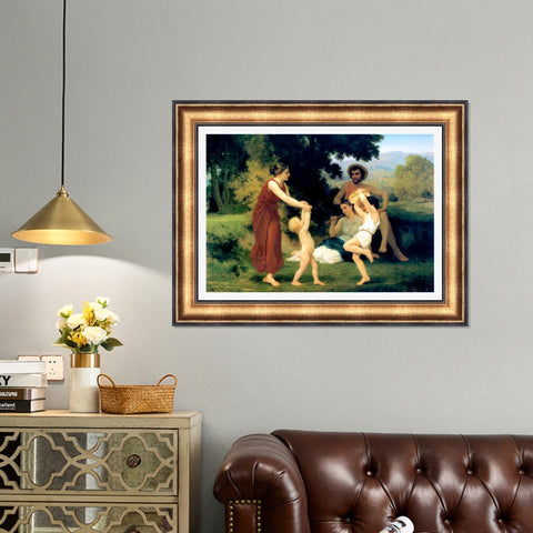 INVIN ART Framed Canvas Art Giclee Print Pastoral Scene by William Adolphe Bouguereau Wall Art Living Room Home Office Decorations