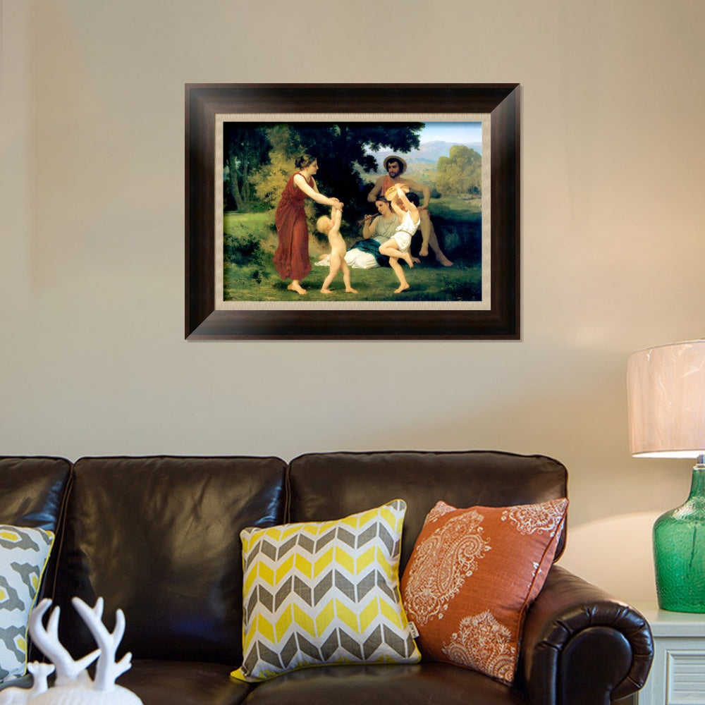 INVIN ART Framed Canvas Art Giclee Print Pastoral Scene by William Adolphe Bouguereau Wall Art Living Room Home Office Decorations
