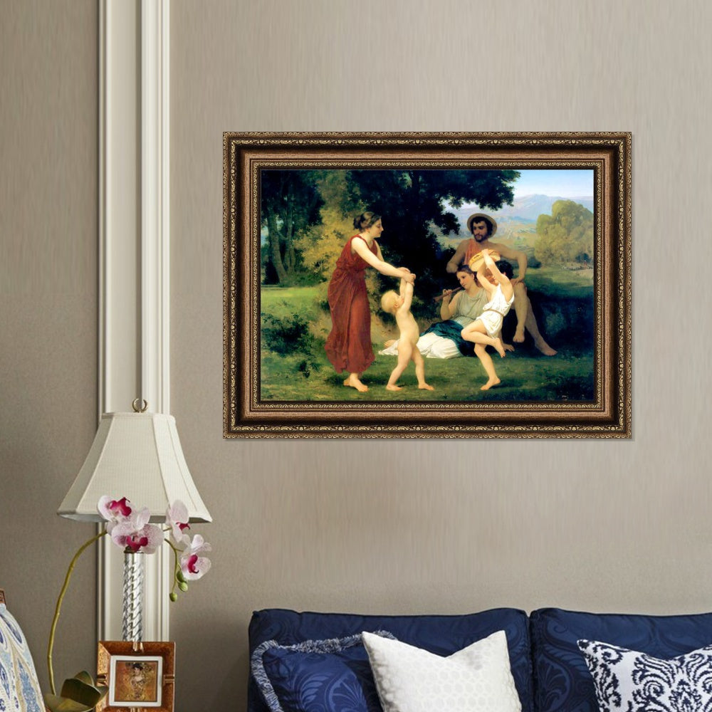 INVIN ART Framed Canvas Art Giclee Print Pastoral Scene by William Adolphe Bouguereau Wall Art Living Room Home Office Decorations