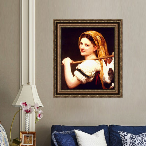 INVIN ART Framed Canvas Art Giclee Print Returned from the Market by the Furies by William Adolphe Bouguereau Wall Art Living Room Home Office Decorations