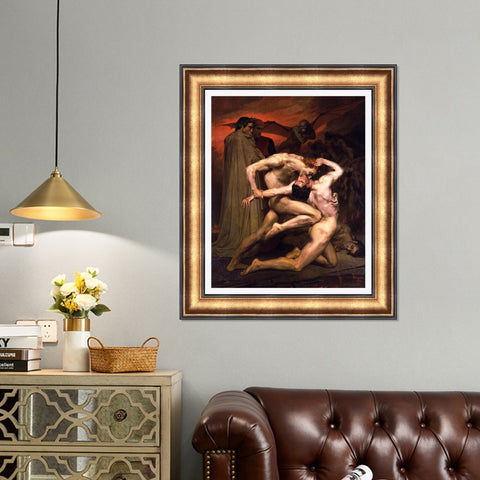 INVIN ART Framed Canvas Art Giclee Print Dante and Virgil in Hell (1850) by the Furies by William Adolphe Bouguereau Wall Art Living Room Home Office Decorations