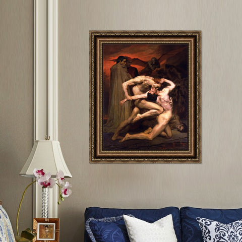 INVIN ART Framed Canvas Art Giclee Print Dante and Virgil in Hell (1850) by the Furies by William Adolphe Bouguereau Wall Art Living Room Home Office Decorations
