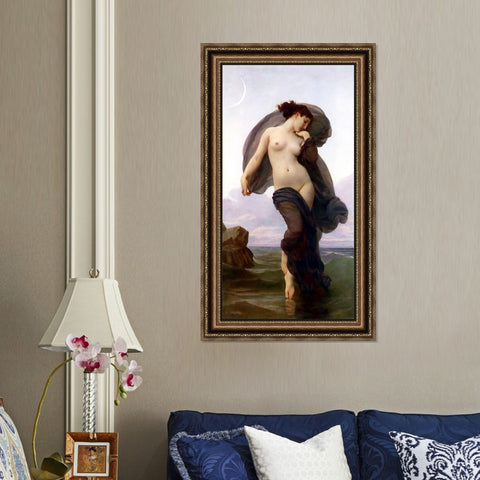 INVIN ART Framed Canvas Art Giclee Print La Crepuscule (Evening Mood) by William Adolphe Bouguereau Wall Art Living Room Home Office Decorations