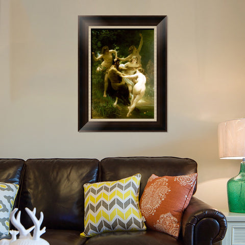 INVIN ART Framed Canvas Art Giclee Print The nude girls and man by William Adolphe Bouguereau Wall Art Living Room Home Office Decorations