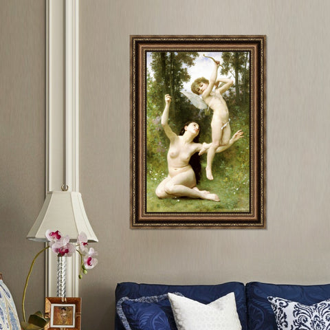 INVIN ART Framed Canvas Art Giclee Print Angles#165 by William Adolphe Bouguereau Wall Art Living Room Home Office Decorations