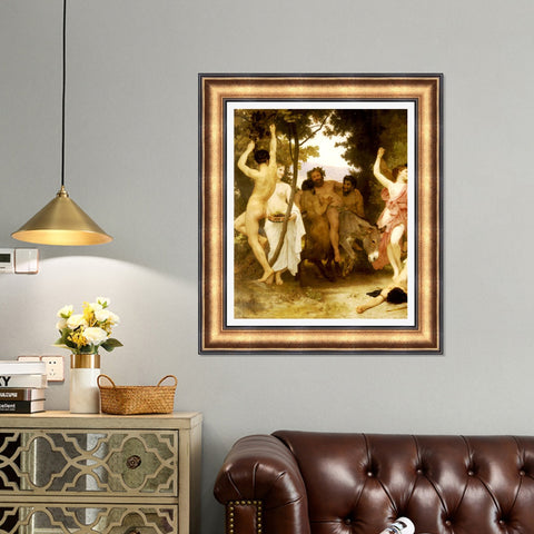 INVIN ART Framed Canvas Art Giclee Print La jeunesse de Bacchus by the Furies by William Adolphe Bouguereau Wall Art Living Room Home Office Decorations