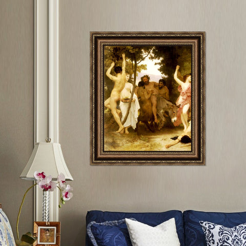 INVIN ART Framed Canvas Art Giclee Print La jeunesse de Bacchus by the Furies by William Adolphe Bouguereau Wall Art Living Room Home Office Decorations