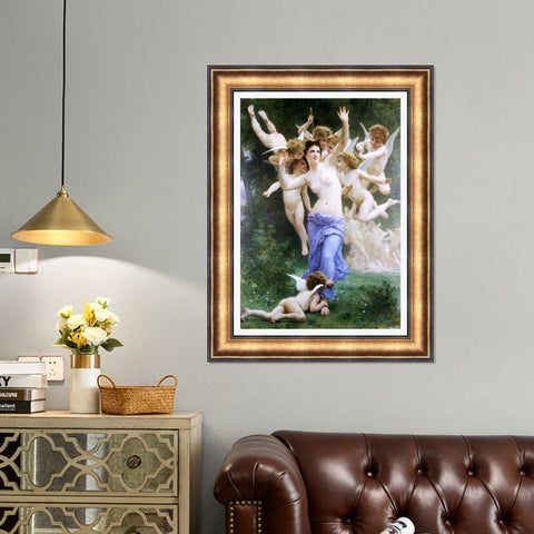 INVIN ART Framed Canvas Art Giclee Print Angles#168 by the Furies by William Adolphe Bouguereau Wall Art Living Room Home Office Decorations