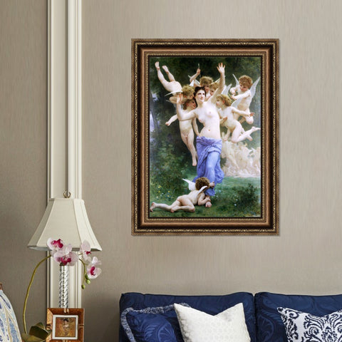 INVIN ART Framed Canvas Art Giclee Print Angles#168 by the Furies by William Adolphe Bouguereau Wall Art Living Room Home Office Decorations
