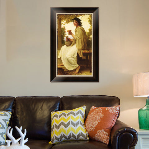 INVIN ART Framed Canvas Art Giclee Print Woman Drinking by William Adolphe Bouguereau Wall Art Living Room Home Office Decorations