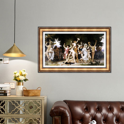 INVIN ART Framed Canvas Art Giclee Print La jeunesse de Bacchus#177 by William Adolphe Bouguereau Wall Art Living Room Home Office Decorations