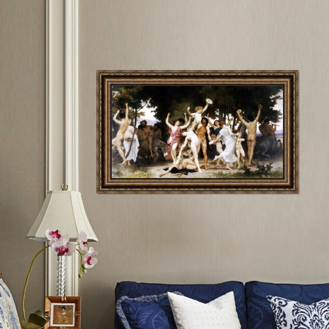 INVIN ART Framed Canvas Art Giclee Print La jeunesse de Bacchus#177 by William Adolphe Bouguereau Wall Art Living Room Home Office Decorations