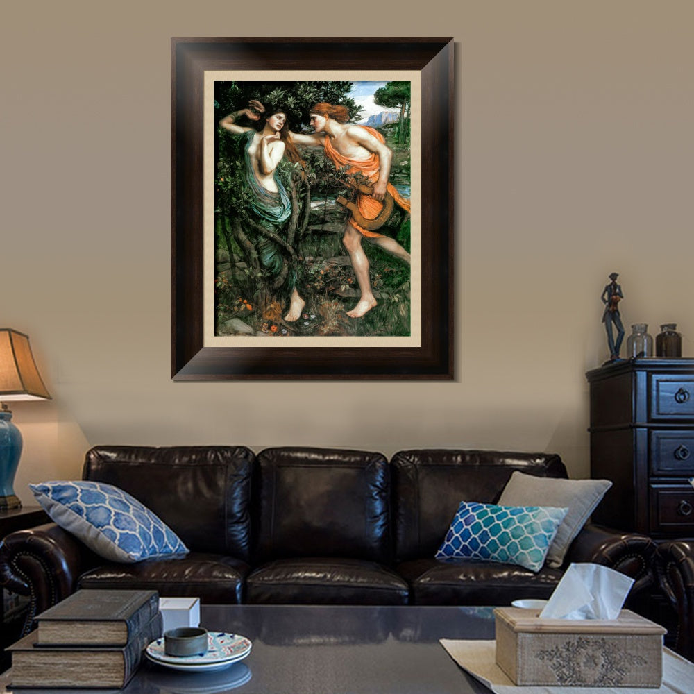 INVIN ART Framed Canvas Art Giclee Print Apollo and Daphne by John William Waterhouse Wall Art