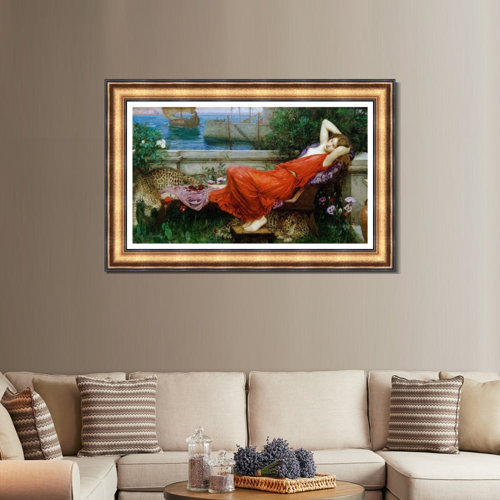 INVIN ART Framed Canvas Art Giclee Print Ariadne by John William Waterhouse Wall Art