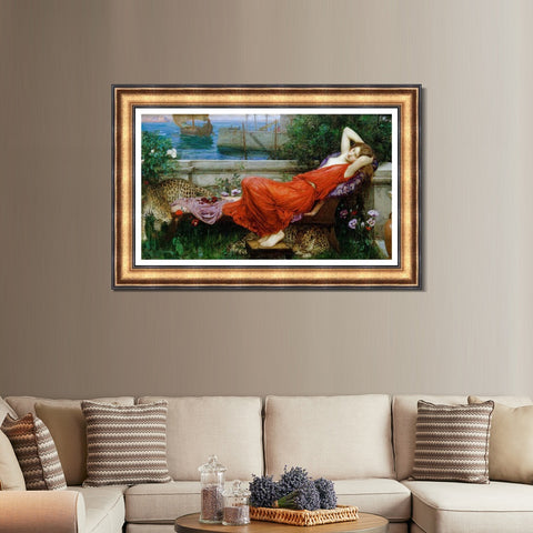 INVIN ART Framed Canvas Art Giclee Print Ariadne by John William Waterhouse Wall Art Living Room Home Office Decorations