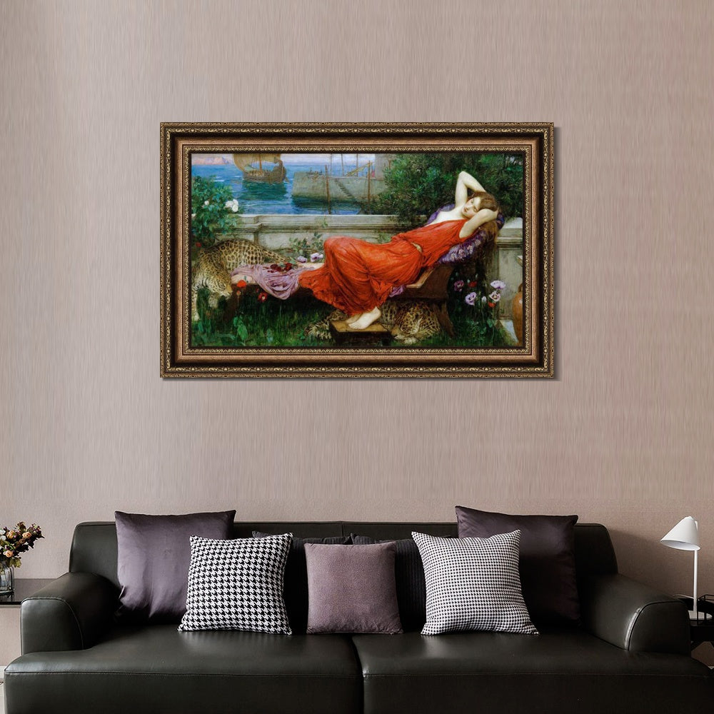 INVIN ART Framed Canvas Art Giclee Print Ariadne by John William Waterhouse Wall Art